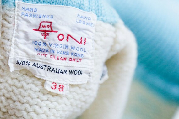 Vintage 70s Wool OOAK Unique Wool Plaid Cream Blu… - image 7