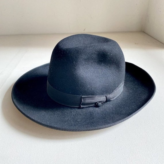Vintage Borsalino Black Wool Mens s Fedora Hat Davide I Etsy