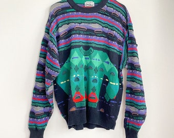 Vintage Carlo Colucci Colourful Coogi Style Bill Cosby 90s Pullover XXL