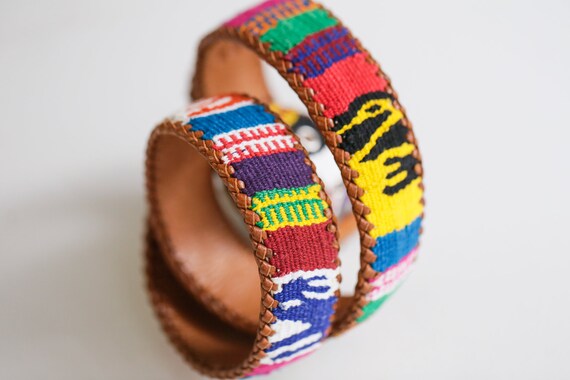 Handmade Colourful Embroidered Boho Leather Belt