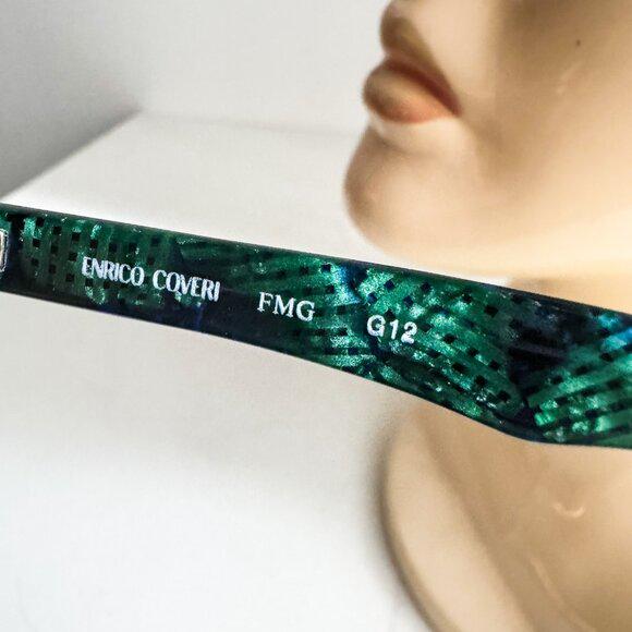 Vintage Enrico Coveri Green Abstract Print Eyeglasses Frames 111- 410 Vintage Enrico Coveri Green Abstract Print Eyeglasses Frames  main image 4