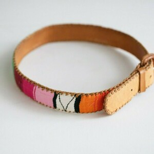 Vintage Handmade Leather Embroidered Colourful Boho Festival Belt image 5