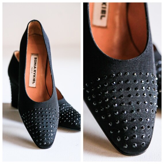 60s SONIA RYKIEL Paris Black Embellished Evening S