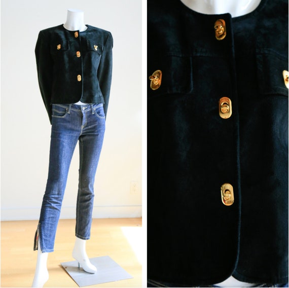 Black Suede Jacket | Vintage Black Cropped Jacket