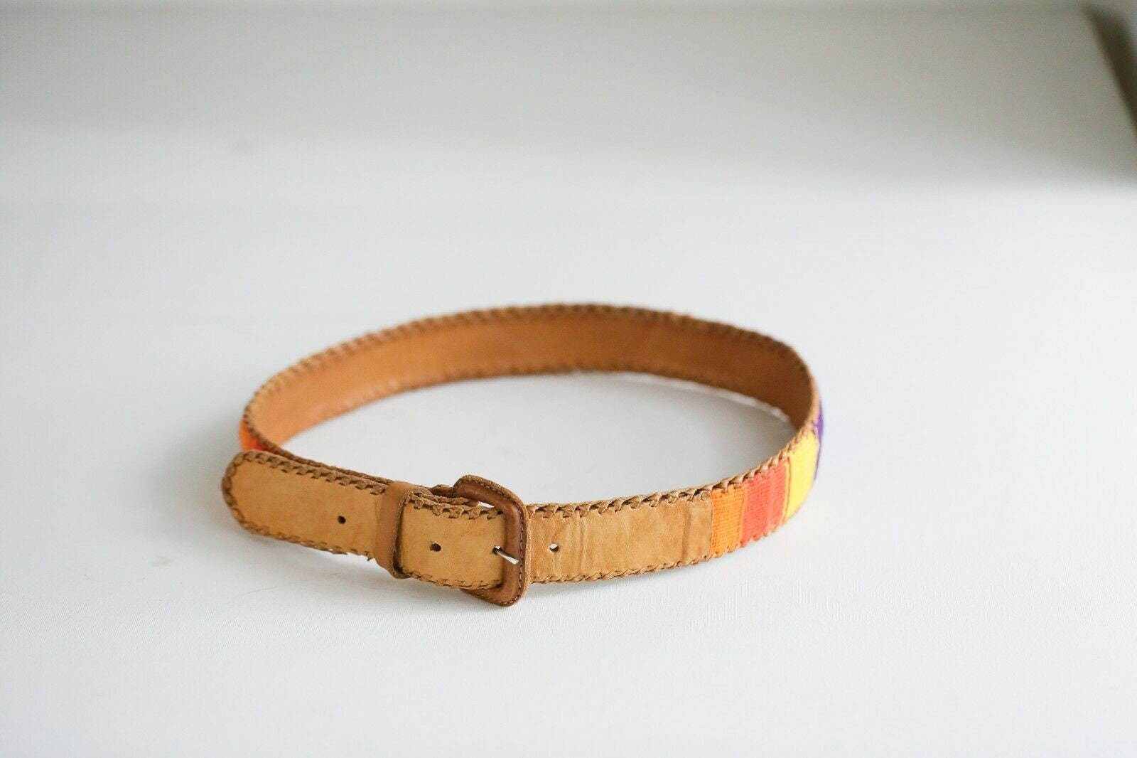 Vintage Handmade Leather Embroidered Colourful Boho Festival 