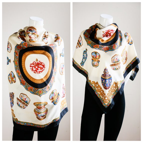 Echo Chinese Ceramics Print Silk Scarf | Decorati