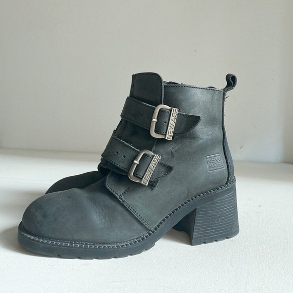 Vintage New Age Nubuck Suede Black Chunky Square Moto Boots 10 Etsy Canada