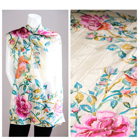 Vintage Anne Klein Silk Floral Scarf | Colourful … - image 1