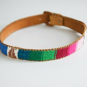 Vintage Handmade Leather Embroidered Colourful Boho Festival Belt image 4