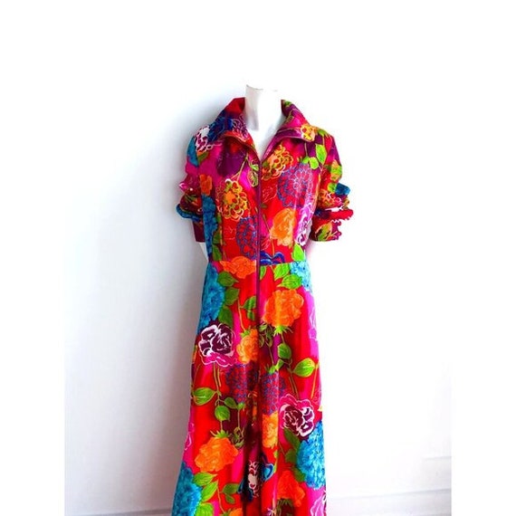 Vintage 70s Alice of California Floral Psychedell… - image 2