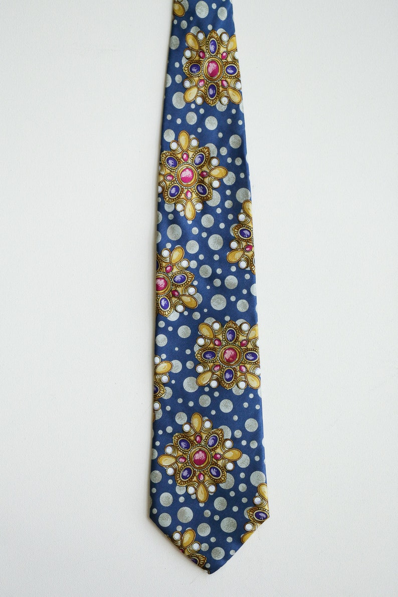 Jewel Print Colourful Men/'s Silk Tie Made in Italy Vintage Kenzo Paris Jewelry Print Men/'s Silk Tie Gift for Dad Gift for Jeweler