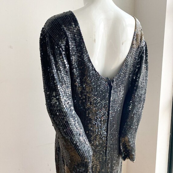 Vintage Silk Hand Beaded Sequin Sparkly Evening G… - image 9