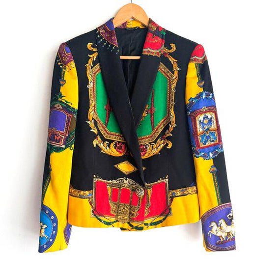 ジャケット VERSACE Multicolor Tweed Blazer Versace Tweed MEDUSA Blazer with Fringe women - Glamood Outlet