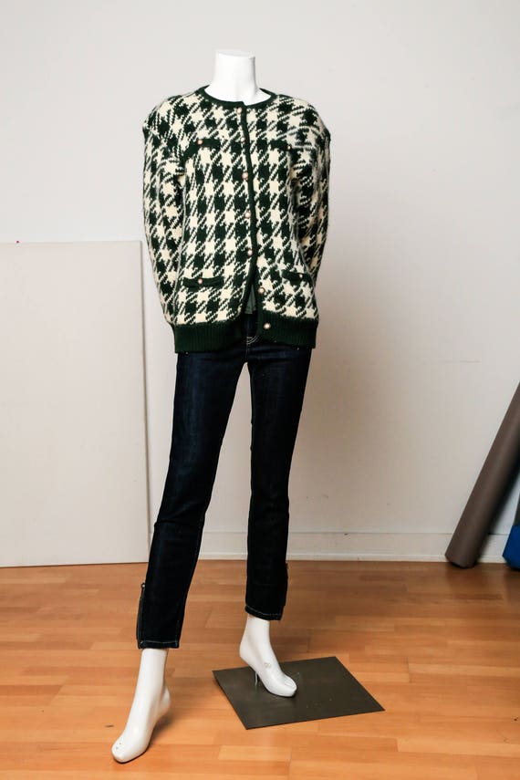 Large Print Houndstooth Mohair Sweater |Vintage Ho