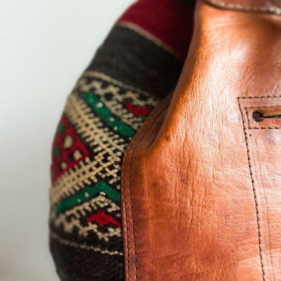 Vintage Handmade Ethnic Kilim Leather Large Backpack - Etsy display picture 1