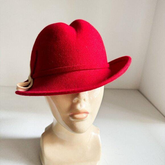 Vintage Lancaster Wool Felt Ladies Red Fedora L - Etsy display picture 1