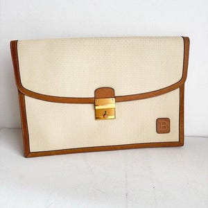 Vintage Bally Light Beige Monogram Office Document Case