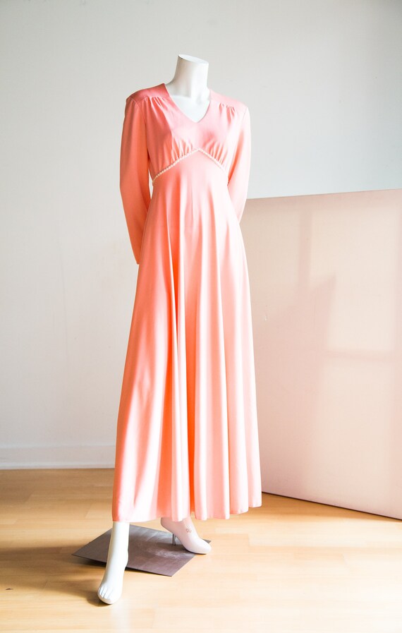 Long Sleeve Pink Modest Dress | Empire Waist Dress