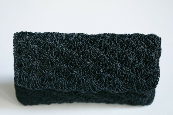 Black Crochet Look Beaded Japan Made Chic Little … - image 3