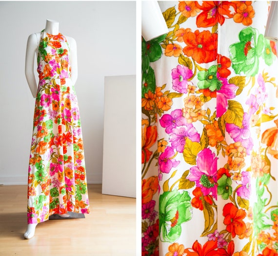 hawaiian floral maxi dress