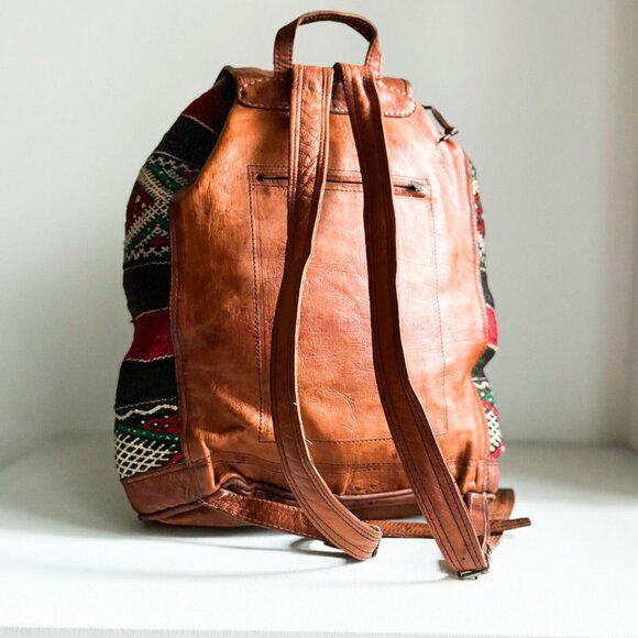 Vintage Handmade Ethnic Kilim Leather Large Backpack - Etsy display picture 2