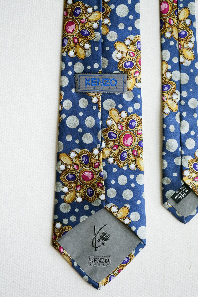 Jewel Print Colourful Men/'s Silk Tie Made in Italy Vintage Kenzo Paris Jewelry Print Men/'s Silk Tie Gift for Dad Gift for Jeweler