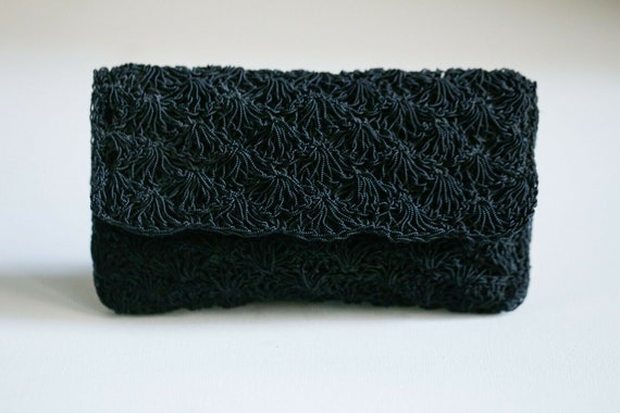 Black Crochet Look Beaded Japan Made Chic Little … - image 1