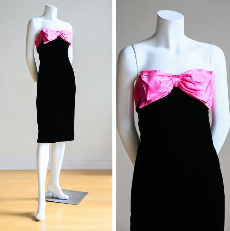 Pink Prom Dress with Black Bows