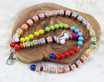 Personalized arithmetic chain & ABC chain with name unicorn gift for school enrolment