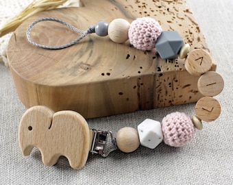 Schnullerkette personalisiert Schnullerkette Mädchen Taufe Geburt Elefant Reh Schnullerkette mit Namen Geschenk Geburt