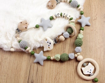 Schnullerkette mit Namen | Kinderwagenkette | Seto der einzeln | Mädchen | Junge | Fuchs| Wagenkette| Babygeschenk | Schnullerkette Fuchs,