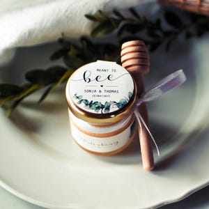 Gastgeschenk: Bioland Honig als Dankeschön & Tischkarte für Hochzeit, Kommunion und Konfirmation - personalisiert - Grundpreis ab 65Euro/1kg
