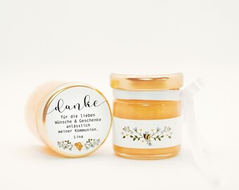 Organic honey party favors Bioland - personalized place card | wedding | Communion | Confirmation | Thank you | Basic price 65.56 euros/1kg