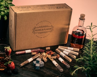 DIY Whiskey Infusion Set - Ideaal als cadeau - Set met stenen, hout &kruiden om mee te experimenteren voor mannen en vrouwen I Whisky Construction Kit