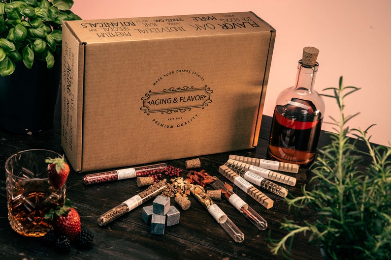 DIY Whisky Infusion Set Ideal als Geschenk Set mit Steinen, Holz & Gewürzen zum Experimentieren für Männer und Frauen I Whisky Baukasten Bild 1
