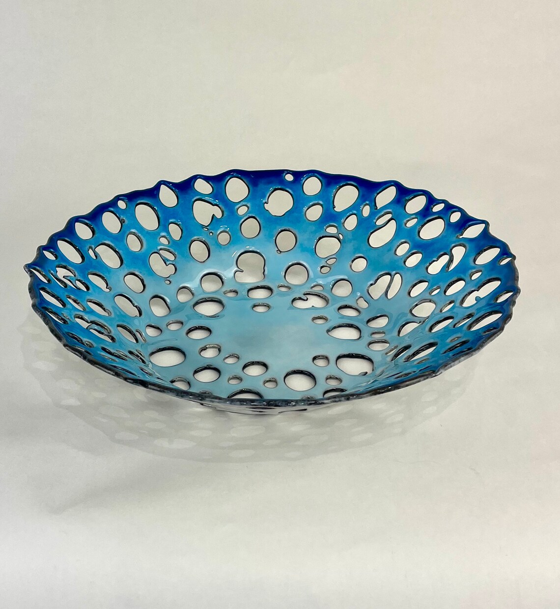 Light and Dark Blue Coral Bowl that can be a Glass Candle Etsy