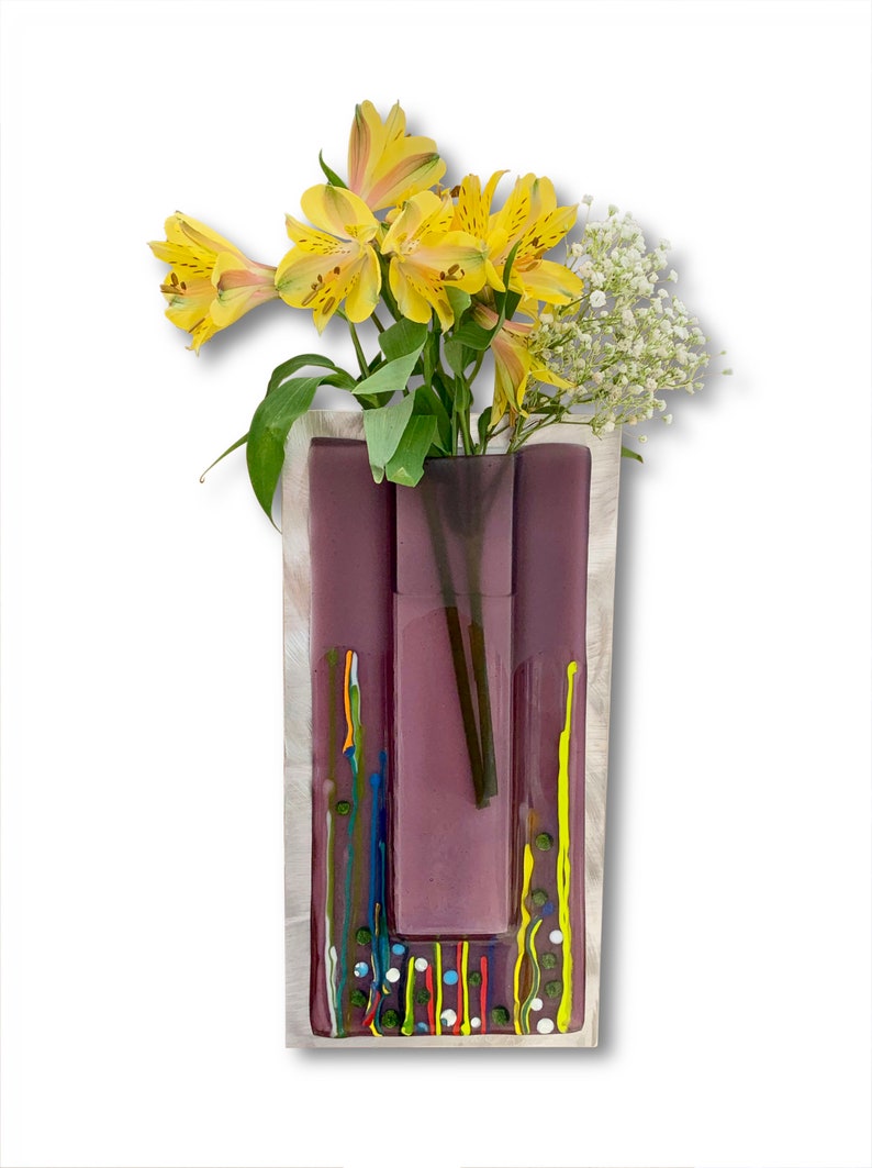 Violet Fused Glass Wall Pocket Vase Or Bud Vase For Wall With Etsy