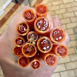Fused glass murrini cane using Bullseye glass 90 COE -- &quot;FIrelight&quot; - 1 oz packs