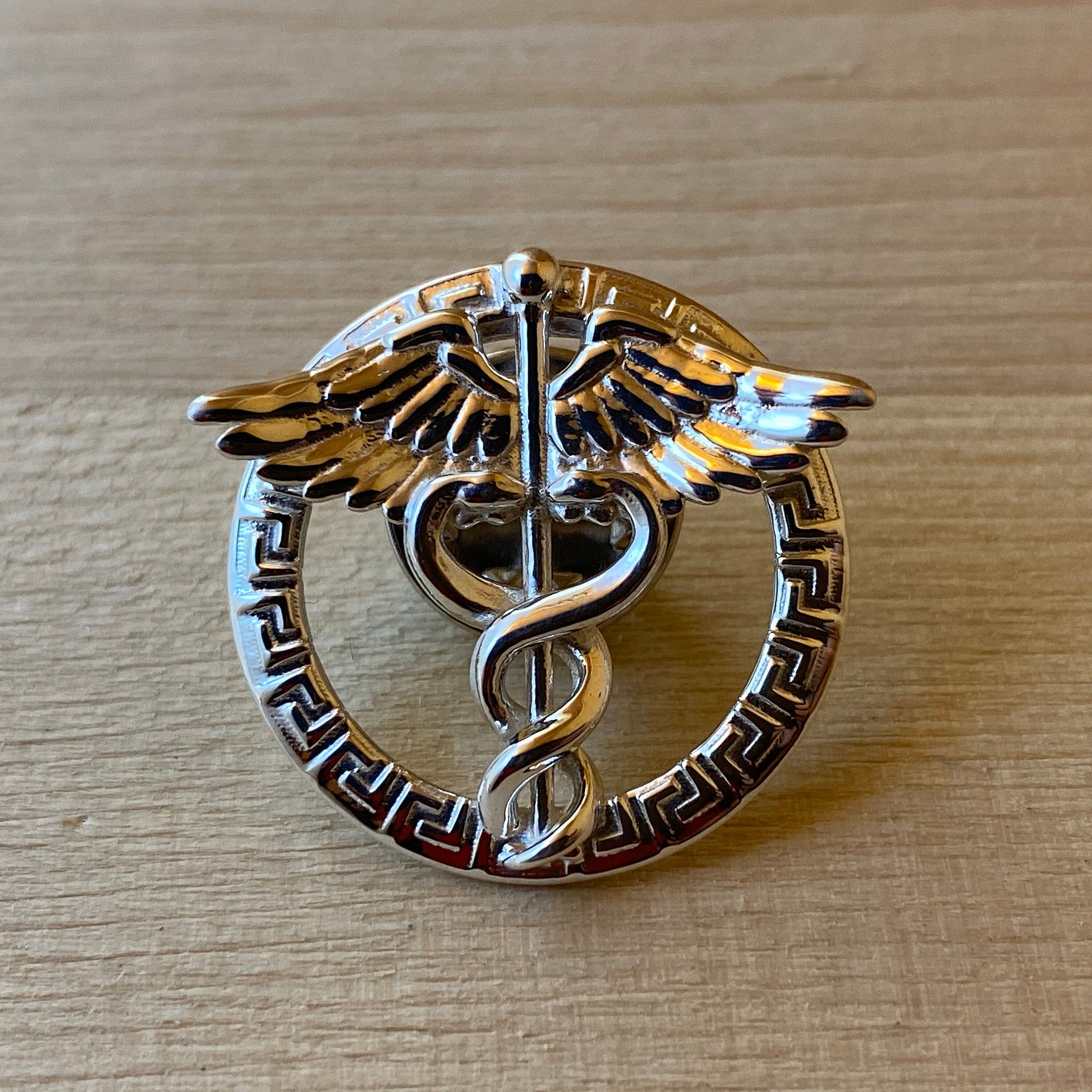 Medical Pin Sterling Silver Caduceus Lapel Pin Medical Etsy