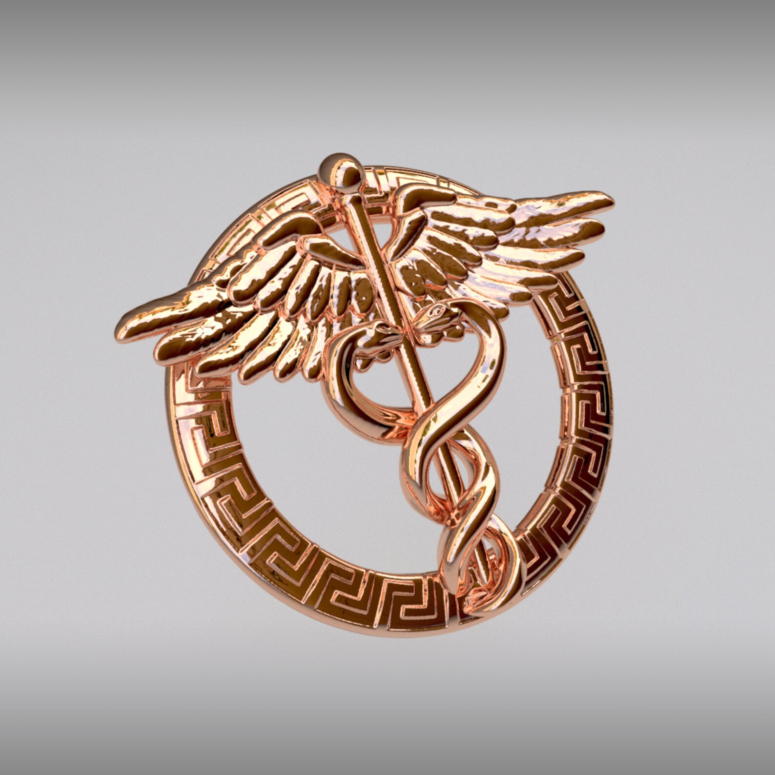 Lapel Pin, Symbol for Medicine, Rose Gold Plated, Nurses, Doctors