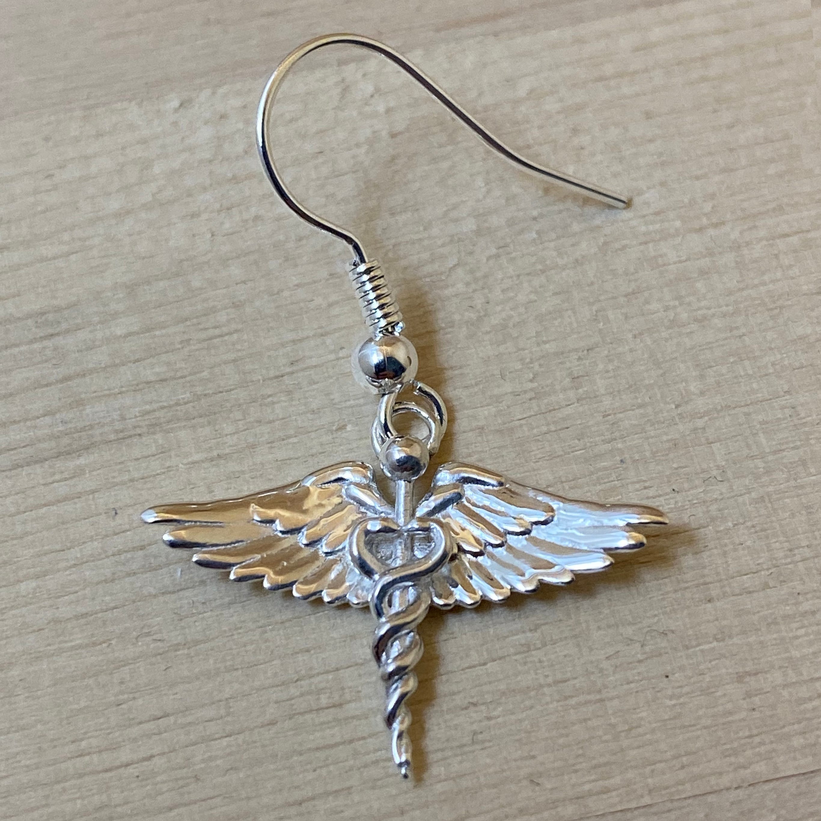 Silver Caduceus Medical Staff Earrings Earrings for Nurses Etsy