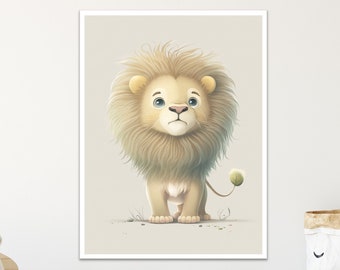 PRINTABLE Baby Animal Prints for Nursery Wall Art Nursery Decor Animals Nursery Prints for Digital Instant Download Cute Baby Lion