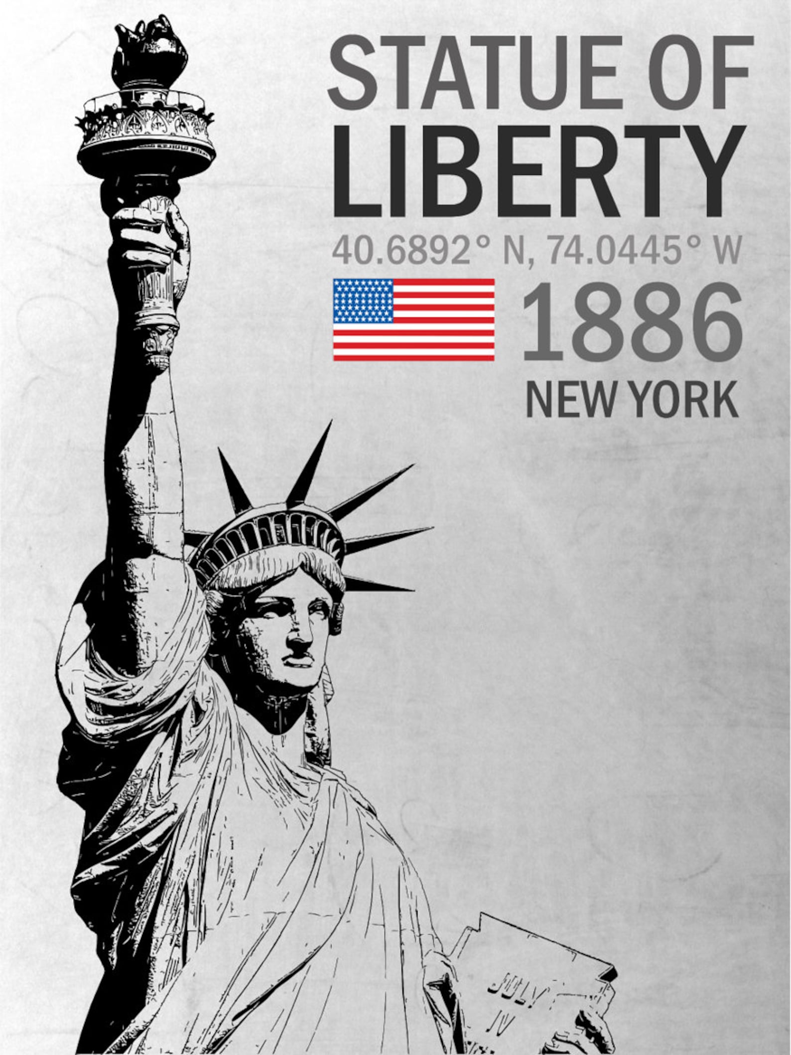 Statue of Liberty on light slate poster print United States | Etsy