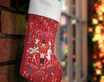 Christmas Nutcracker Holiday Stocking, Ballet Christmas Stocking