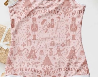 Malla de ballet Cascanueces, malla navideña rosa para niñas, adolescentes y adultas. Malla para danza navideña.