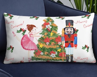 Nutcracker Christmas Pillow: Ballet Dancer Festive Home Decor
