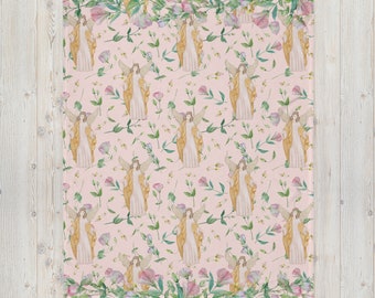 Engel und Blumen Decke, kuschelige weiche Decke Engel Blumen Print