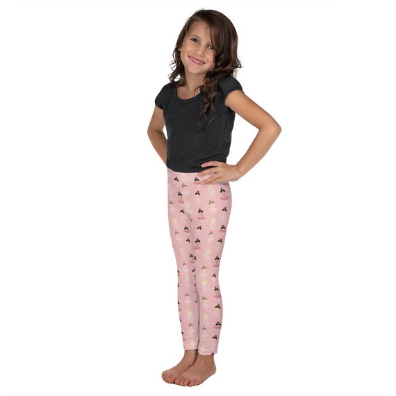 Baby Girl Ballerina Kid's Leggings, Pink Print, Dancewear 