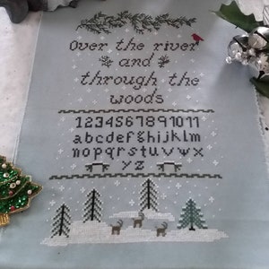 PDF, Over the River and through the Woods, Poem by Lydia Maria Child in 1844, Sampler pattern, Cross Stitch, Christmas, PDF, Deer and Snow image 6