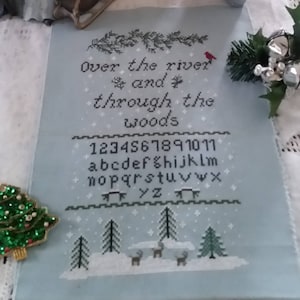 PDF, Over the River and through the Woods, Poem by Lydia Maria Child in 1844, Sampler pattern, Cross Stitch, Christmas, PDF, Deer and Snow image 7